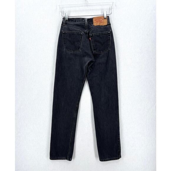 LEVIS Vintage 501 Jeans Womens 28 x 32 Black High Rise Button Fly 1990s Y2K - Picture 2 of 15